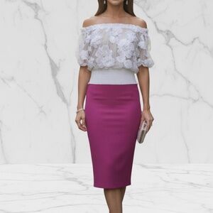 #A073   CQ by CQ  Romantic White Off-Shoulder crop top ,sheer mesh,  M